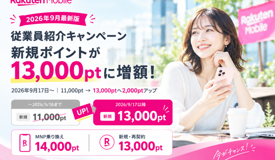 従業員紹介キャンペーン 新規13,000ptに増額